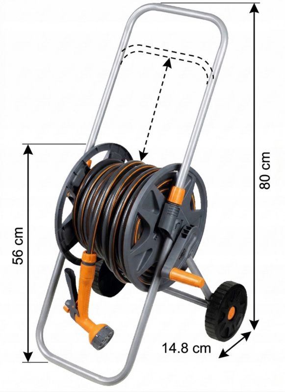 Wąż ogrodowy nawinięty na bębnie z pistoletem zraszającym i złączkami NEO TOOLS  30m 1/2" 1 kpl