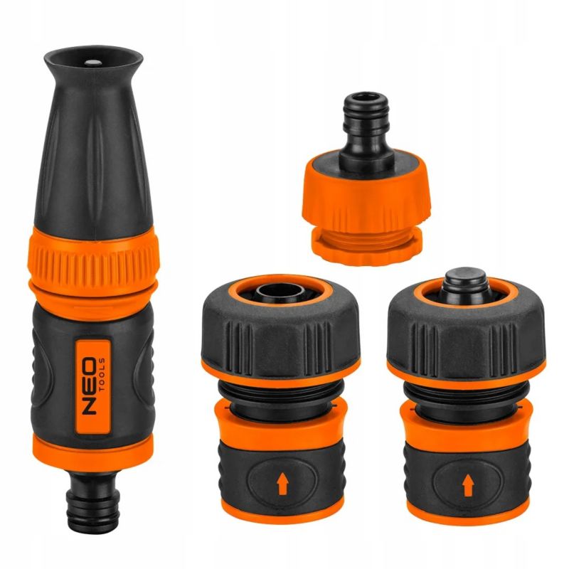 Wąż ogrodowy ze zraszaczem prostym, złączkami i przyłączem do kranu NEO TOOLS, 20 m, 3/4", 1 kpl.