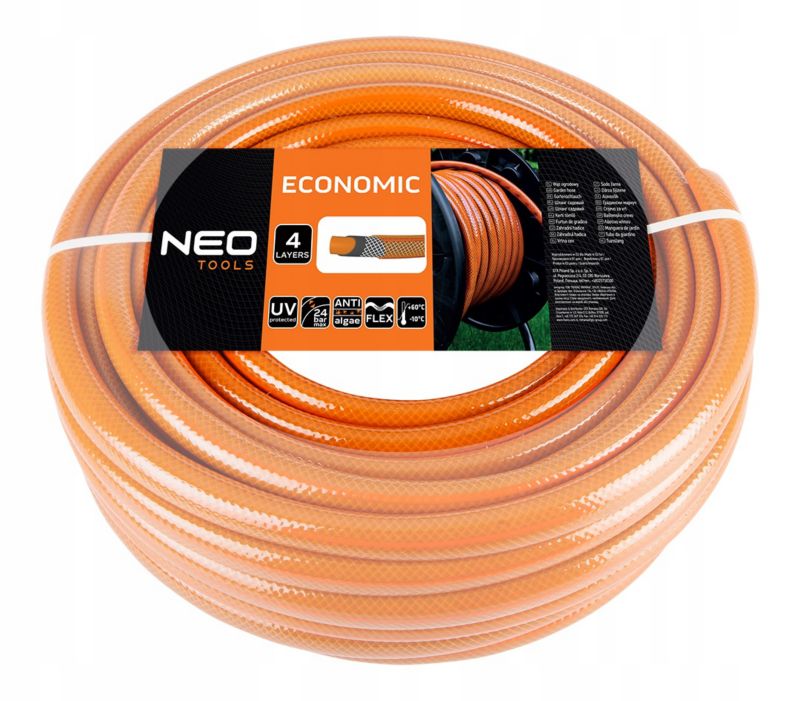 Wąż ogrodowy ze zraszaczem prostym, złączkami i przyłączem do kranu NEO TOOLS, 20 m, 3/4", 1 kpl.