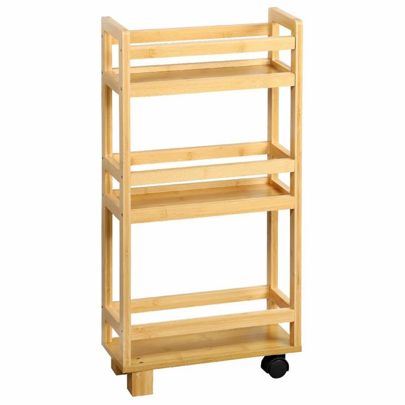 Wąski regał bambusowy na kółkach Kesper brąz 74 cm 1 szt.