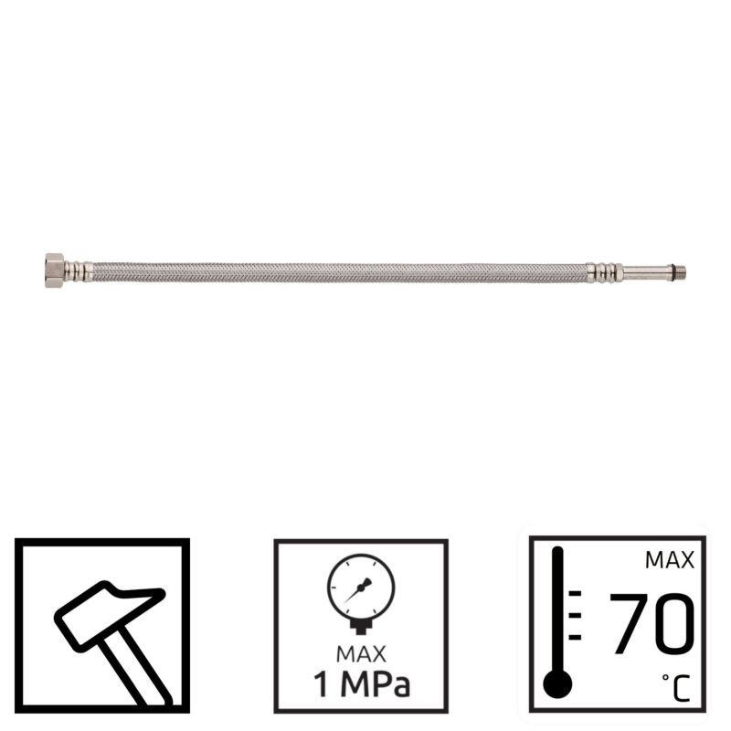 Wąż Wężyk Przyłączeniowy do Baterii GW/GZ 1/2" x M10 60 cm Stalowy INVENA 1 szt.