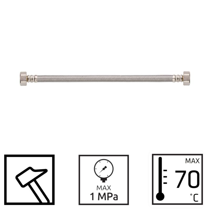 Wąż Wężyk Przyłączeniowy do Wody GW/GW 1/2" x 1/2" 200 cm Stalowy INVENA 1 szt.
