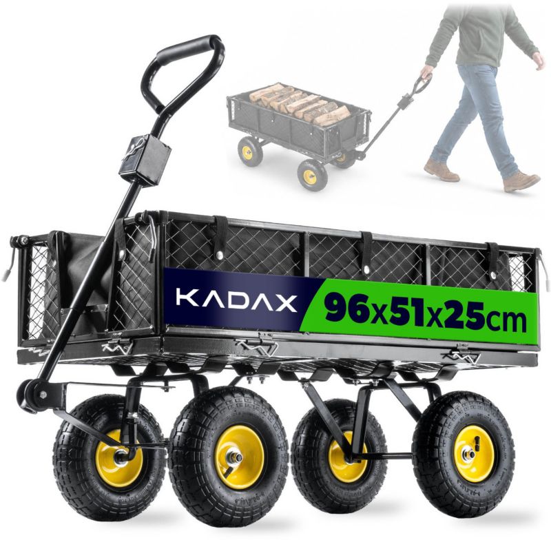 Wózek KADAX Ogrodowy Taczka Transportowy Przyczepka 300kg Z Plandeką Duży 1szt.