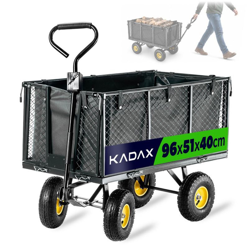 Wózek KADAX Ogrodowy Taczka Transportowy Przyczepka 450kg Z Plandeką Duży 1szt.