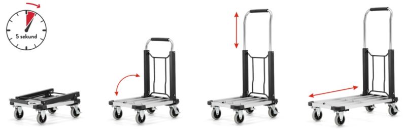 Wózek magazynowy transportowy platformowy składany aluminiowy HIGHER 1 szt
