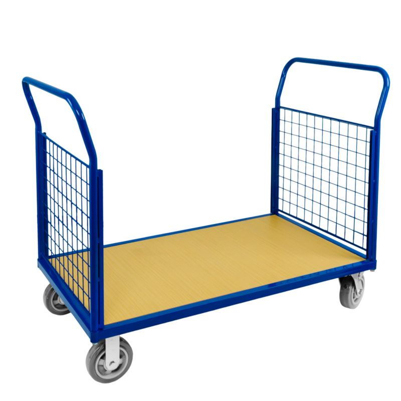 Wózek platformowy magazynowy transportowy Forkberg cztery burty siatkowane 110x70x99cm nośność 500kg niebieski 1szt.