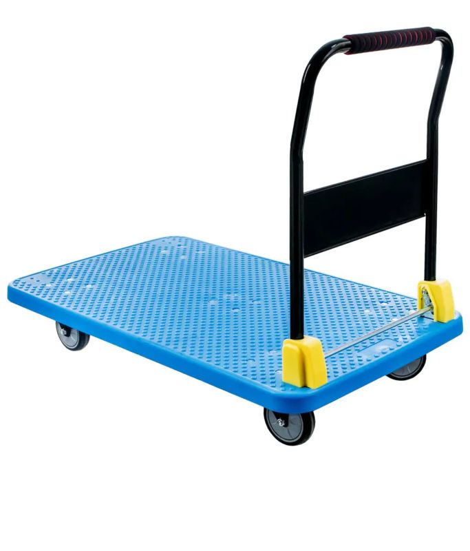 Wózek platformowy magazynowy transportowy Mega-M składany udźwig 500kg niebieski 1szt.
