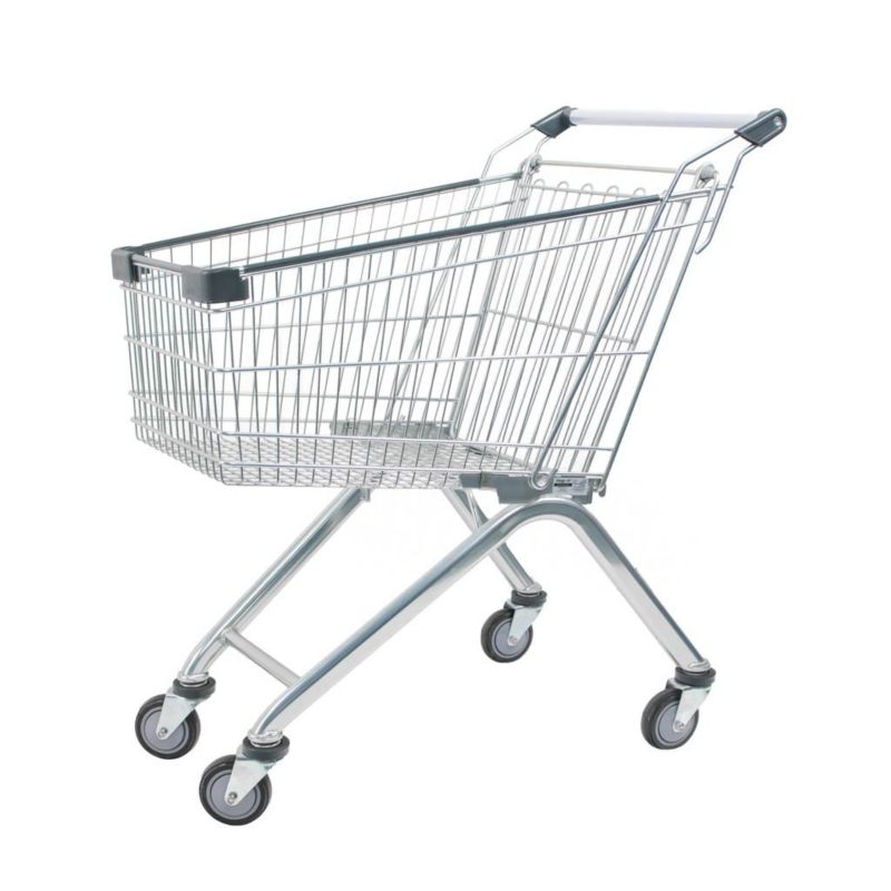 Wózek sklepowy zakupowy na kółkach chromowany marketowy Mega-M YR 95L 1szt.