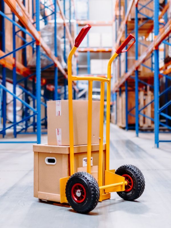 Wózek transportowy magazynowy młynarka Mega-M wklęsły z rozkładaną platformą 200kg żółty 1szt.