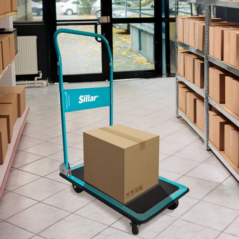 Wózek transportowy, Sillar, do 150 kg, składany, solidna konstrukcja, pokrycie PVC, 2 skrętne koła, składany uchwyt, 103x73x47cm