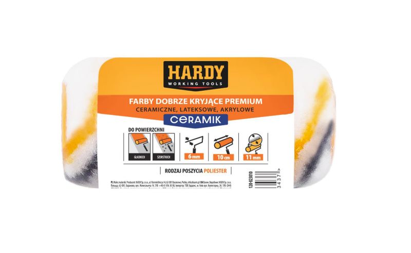 Wałek malarski Hardy CERAMIK 10 cm runo 11 mm do farb ceramicznych, lateksowych i akrylowych 1szt.