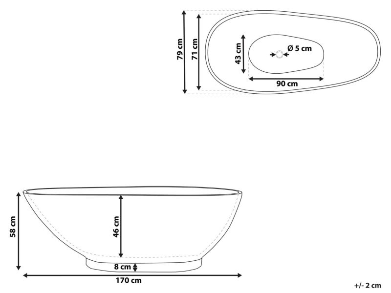 Wanna 170 x 80 cm efekt marmuru granatowa Rioja 1 szt.