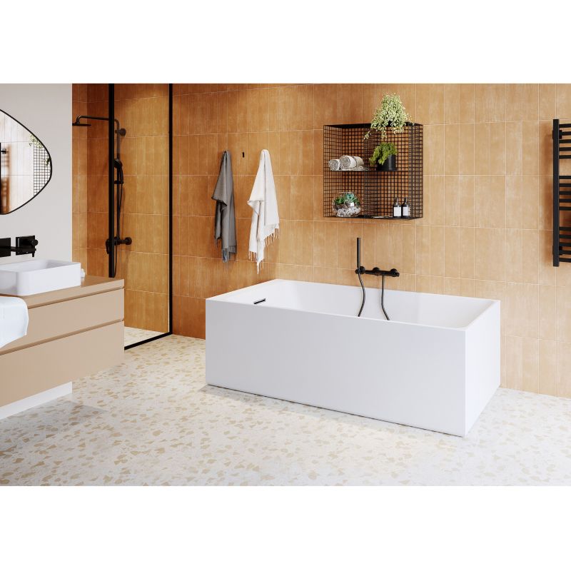 Wanna akrylowa GoodHome Bakor 160 x 75 cm prostokątna biała