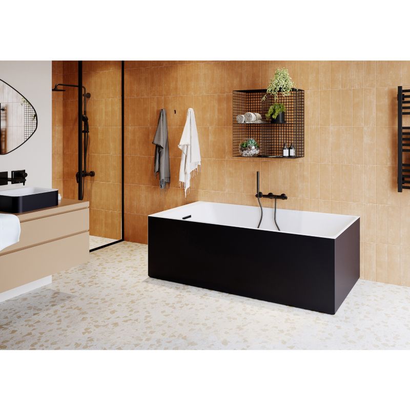 Wanna akrylowa GoodHome Bakor 170 x 75 cm prostokątna czarna / biała