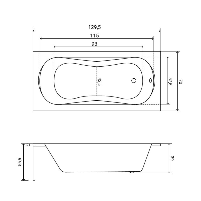Wanna akrylowa Helmken Edelva 130 x 70 + Nóżki, 1 kpl