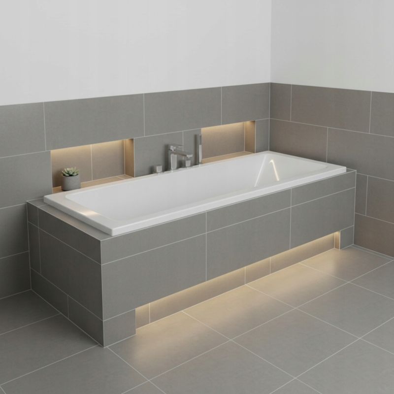 Wanna Corciano prostokątna biała Valencia Akrylowa Prawa/Lewa 170 x 70 Syfon 1szt.
