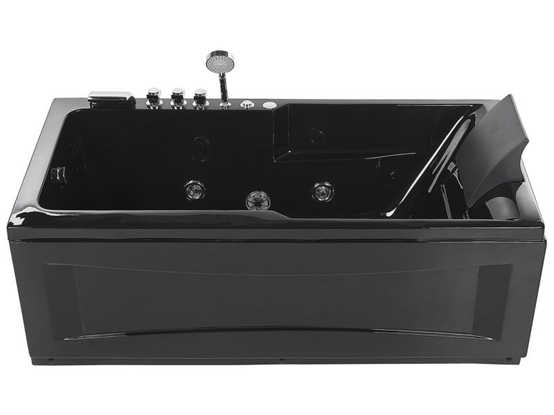 Wanna LED prawa z hydromasażem 169 x 81 cm czarna Artemisa 1 szt.