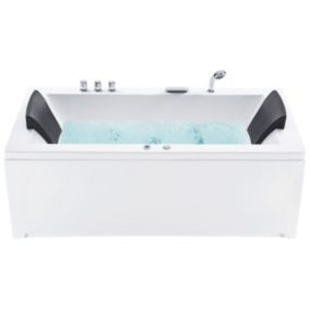 Wanna narożna LED lewa z hydromasażem 183 x 90 cm biała Varadero 1 szt.