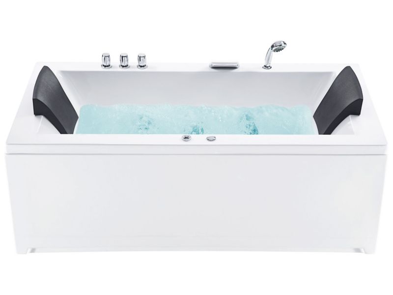 Wanna narożna LED prawa z hydromasażem 183 x 90 cm biała Varadero 1 szt.
