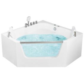 Wanna narożna z hydromasażem 150 x 150 cm biała Cantalla 1 szt.