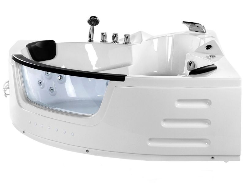 Wanna narożna z hydromasażem LED Martinica 214 x 155 cm Biały 1 szt.