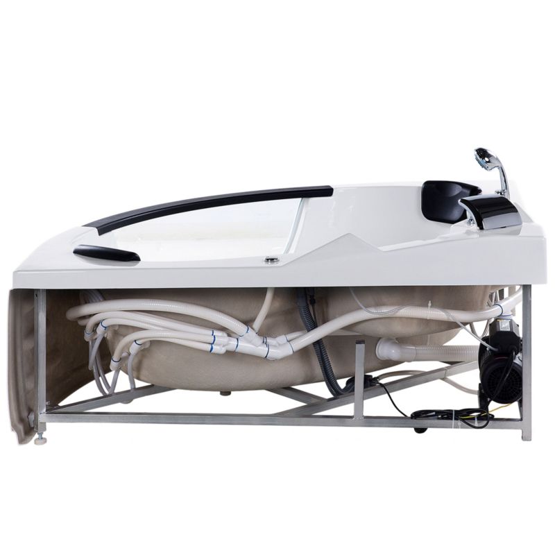 Wanna narożna z hydromasażem LED Martinica 214 x 155 cm Biały 1 szt.