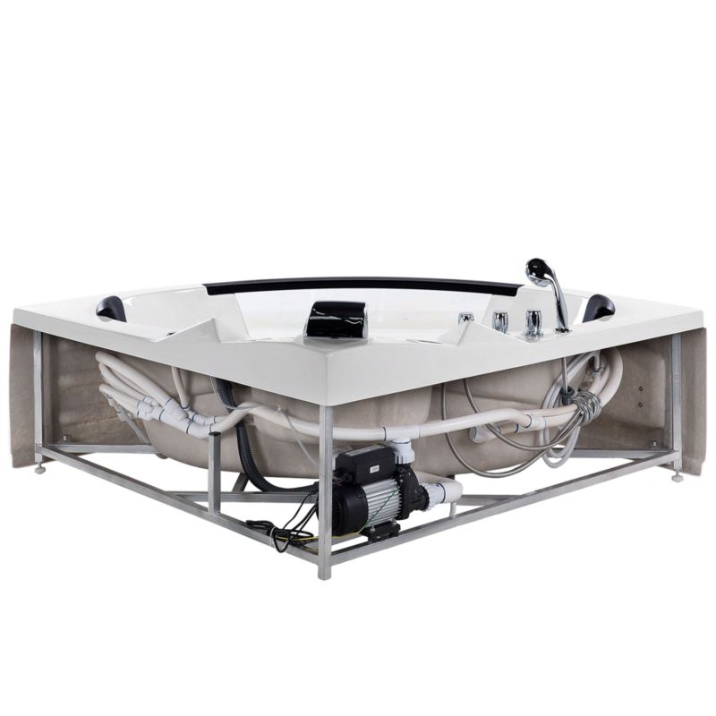 Wanna narożna z hydromasażem LED Martinica 214 x 155 cm Biały 1 szt.