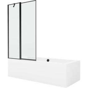 Wanna prostokątna Mexen Cube 170 x 80 cm z obudową i parawanem 1-skrzydłowym 100 cm czarny wzór  550517080X9410117070 1 szt.