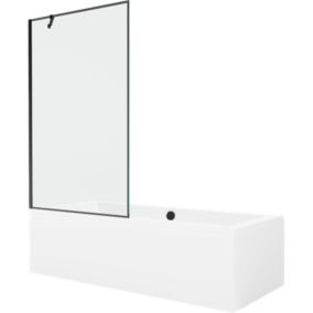 Wanna prostokątna Mexen Cube 170 x 80 cm z obudową i parawanem 1-skrzydłowym 100 cm czarny wzór  550517080X9510007070 1 szt.
