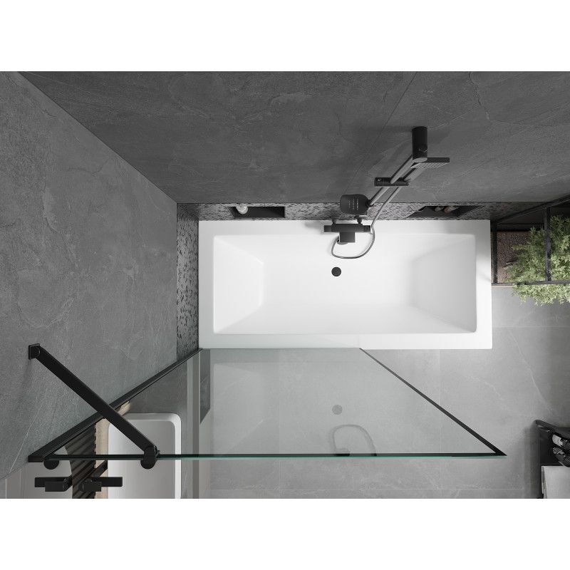 Wanna prostokątna Mexen Cube 170 x 80 cm z obudową i parawanem 1-skrzydłowym 100 cm czarny wzór  550517080X9510007070 1 szt.