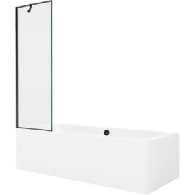 Wanna prostokątna Mexen Cube 170 x 80 cm z obudową i parawanem 1-skrzydłowym 60 cm czarny wzór  550517080X9506007070 1 szt.