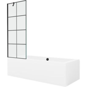 Wanna prostokątna Mexen Cube 170 x 80 cm z obudową i parawanem 1-skrzydłowym 70 cm czarny wzór  550517080X9507007077 1 szt.