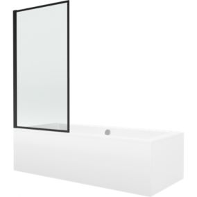 Wanna prostokątna Mexen Cube 170 x 80 cm z obudową i parawanem 1-skrzydłowym 80 cm czarny wzór  550517080X9308017070 1 szt.