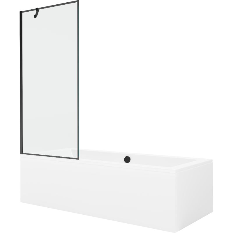Wanna prostokątna Mexen Cube 170 x 80 cm z obudową i parawanem 1-skrzydłowym 80 cm czarny wzór  550517080X9508007070 1 szt.