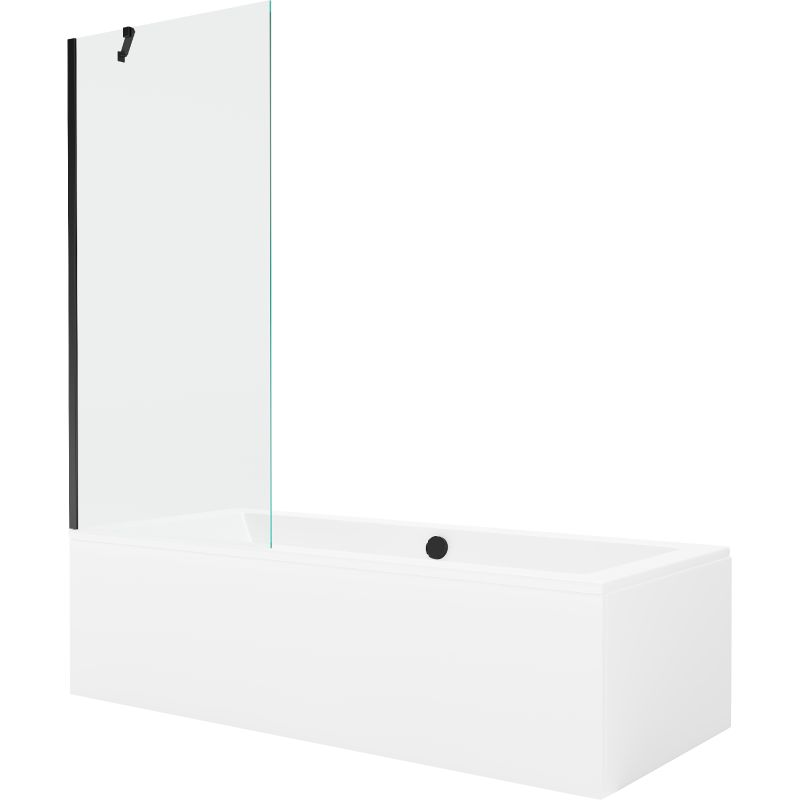 Wanna prostokątna Mexen Cube 170 x 80 cm z obudową i parawanem 1-skrzydłowym 80 cm transparent czarny  550517080X9508000070 1 szt.