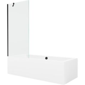 Wanna prostokątna Mexen Cube 170 x 80 cm z obudową i parawanem 1-skrzydłowym 80 cm transparent czarny  550517080X9508000070 1 szt.