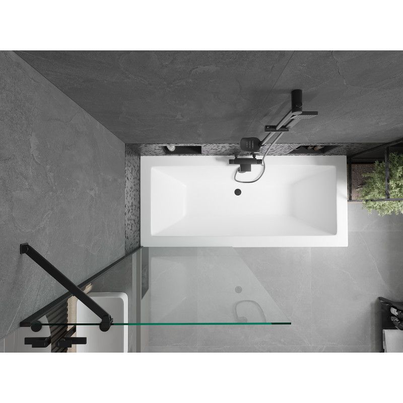 Wanna prostokątna Mexen Cube 170 x 80 cm z obudową i parawanem 1-skrzydłowym 80 cm transparent czarny  550517080X9508000070 1 szt.