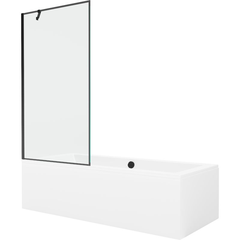 Wanna prostokątna Mexen Cube 170 x 80 cm z obudową i parawanem 1-skrzydłowym 90 cm czarny wzór  550517080X9509007070 1 szt.