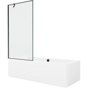Wanna prostokątna Mexen Cube 170 x 80 cm z obudową i parawanem 1-skrzydłowym 90 cm czarny wzór  550517080X9509007070 1 szt.