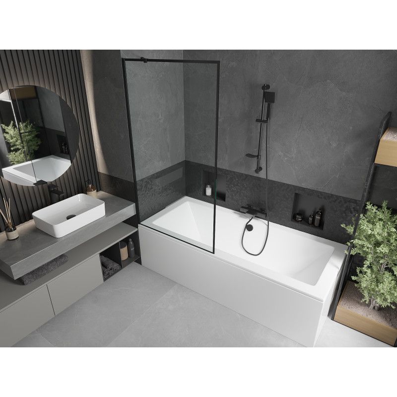 Wanna prostokątna Mexen Cube 170 x 80 cm z obudową i parawanem 1-skrzydłowym 90 cm czarny wzór  550517080X9509007070 1 szt.