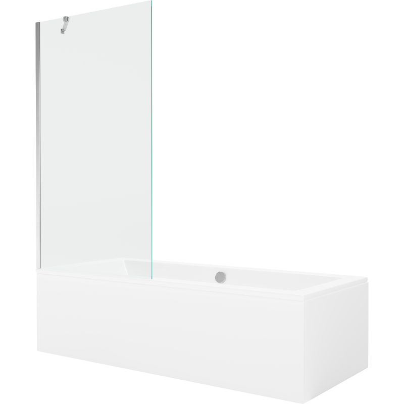 Wanna prostokątna Mexen Cube 170 x 80 cm z obudową i parawanem 1-skrzydłowym 90 cm transparent chrom 1 kpl.