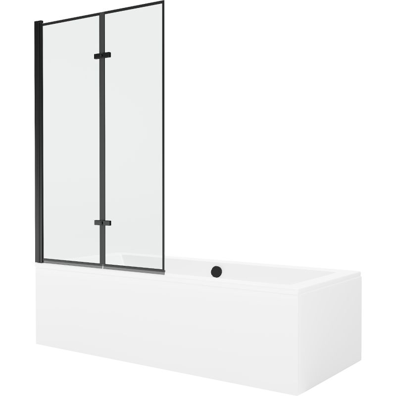 Wanna prostokątna Mexen Cube 170 x 80 cm z obudową i parawanem 2-skrzydłowym 100 cm czarny wzór  550517080X9210027070 1 szt.