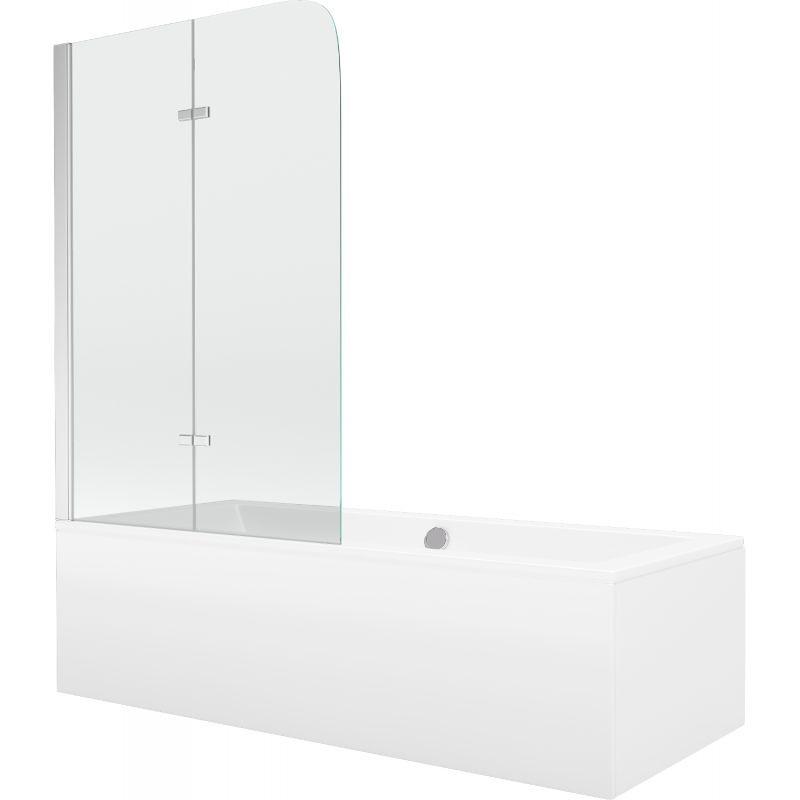 Wanna prostokątna Mexen Cube 170 x 80 cm z obudową i parawanem 2-skrzydłowym 100 cm transparent chrom 1 szt.