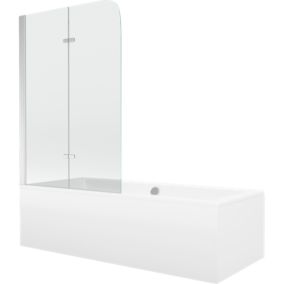 Wanna prostokątna Mexen Cube 170 x 80 cm z obudową i parawanem 2-skrzydłowym 100 cm transparent chrom 1 szt.