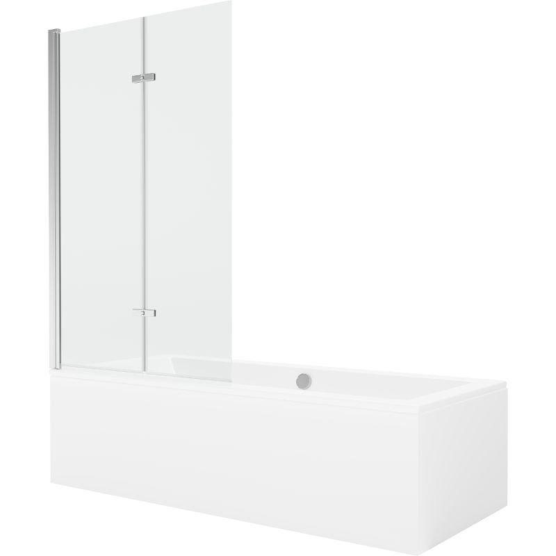 Wanna prostokątna Mexen Cube 170 x 80 cm z obudową i parawanem 2-skrzydłowym 100 cm transparent chrom  550517080X9210020100 1 szt.