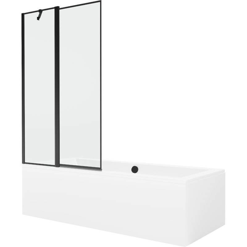 Wanna prostokątna Mexen Cube 180 x 80 cm z obudową i parawanem 1-skrzydłowym 100 cm czarny wzór  550518080X9410117070 1 szt.
