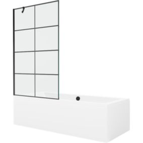 Wanna prostokątna Mexen Cube 180 x 80 cm z obudową i parawanem 1-skrzydłowym 100 cm czarny wzór  550518080X9510007077 1 szt.