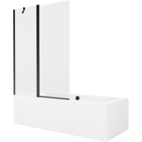 Wanna prostokątna Mexen Cube 180 x 80 cm z obudową i parawanem 1-skrzydłowym 120 cm transparent czarny 1 kpl.