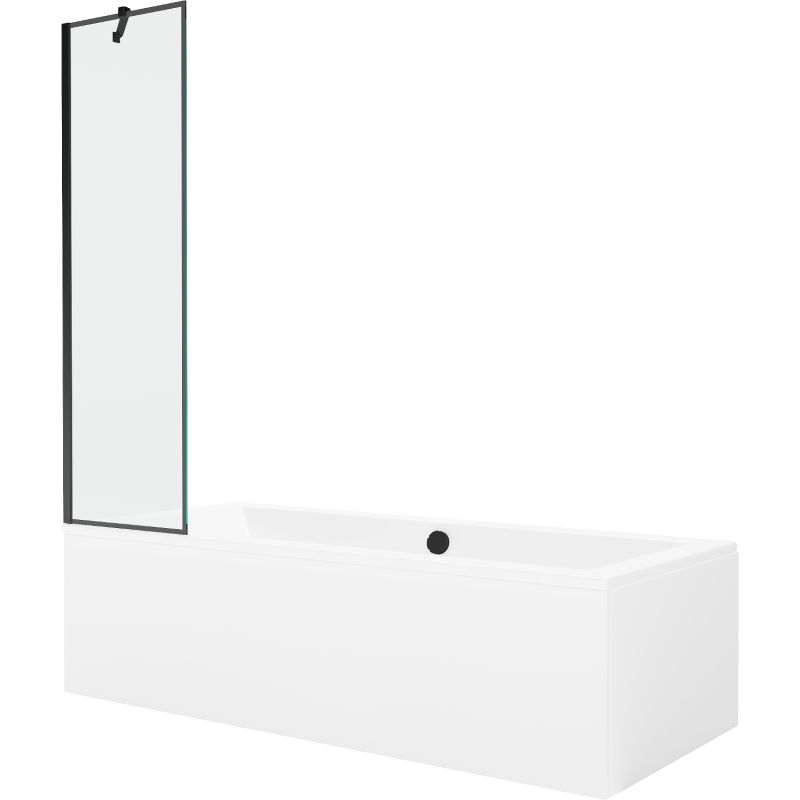 Wanna prostokątna Mexen Cube 180 x 80 cm z obudową i parawanem 1-skrzydłowym 50 cm czarny wzór  550518080X9505007070 1 szt.