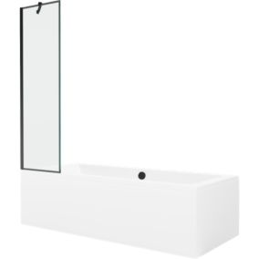 Wanna prostokątna Mexen Cube 180 x 80 cm z obudową i parawanem 1-skrzydłowym 50 cm czarny wzór  550518080X9505007070 1 szt.